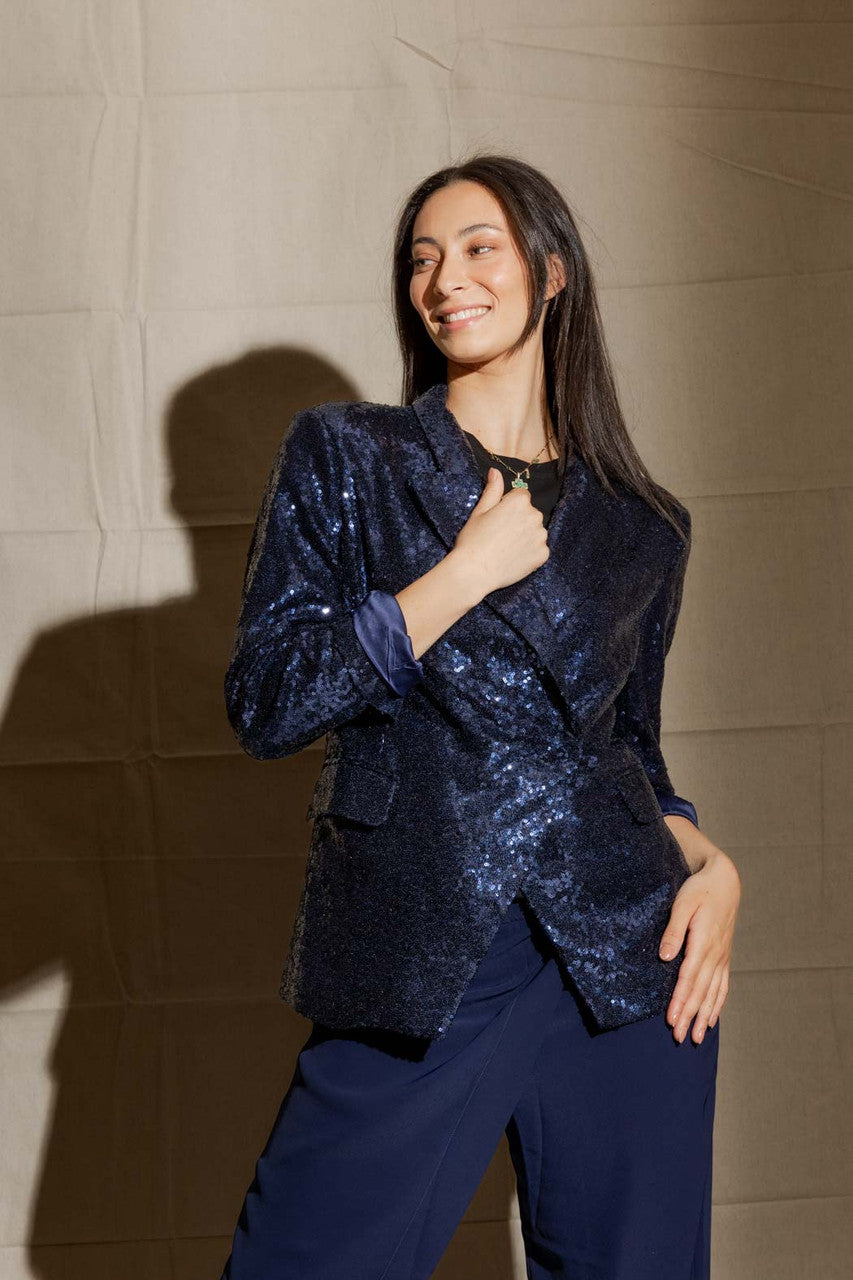 Navy Sequin Sisca Blazer