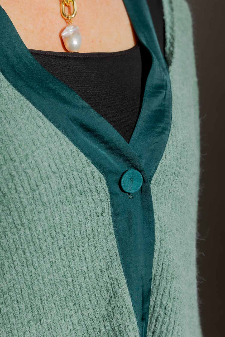 Teal Luxe Rib Cut Out Cardigan