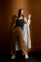 Coffee Luxury Linen Paperbag Pant