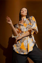 Fern Print Femme Blogger Shirt Yellow
