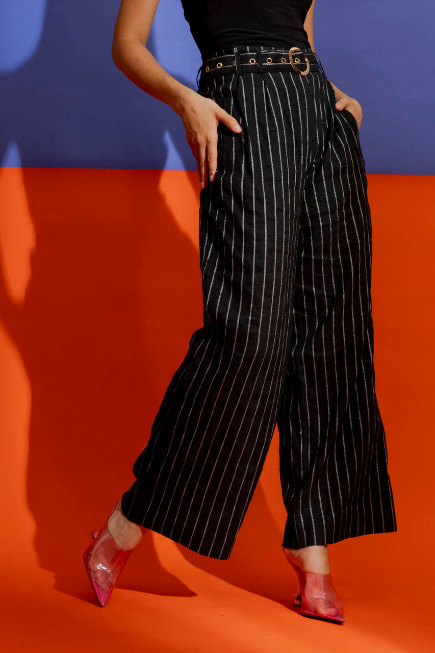 Black Stripe Linen Cleo Pant