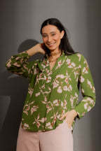 Green Floral Brit Shirt Green Floral