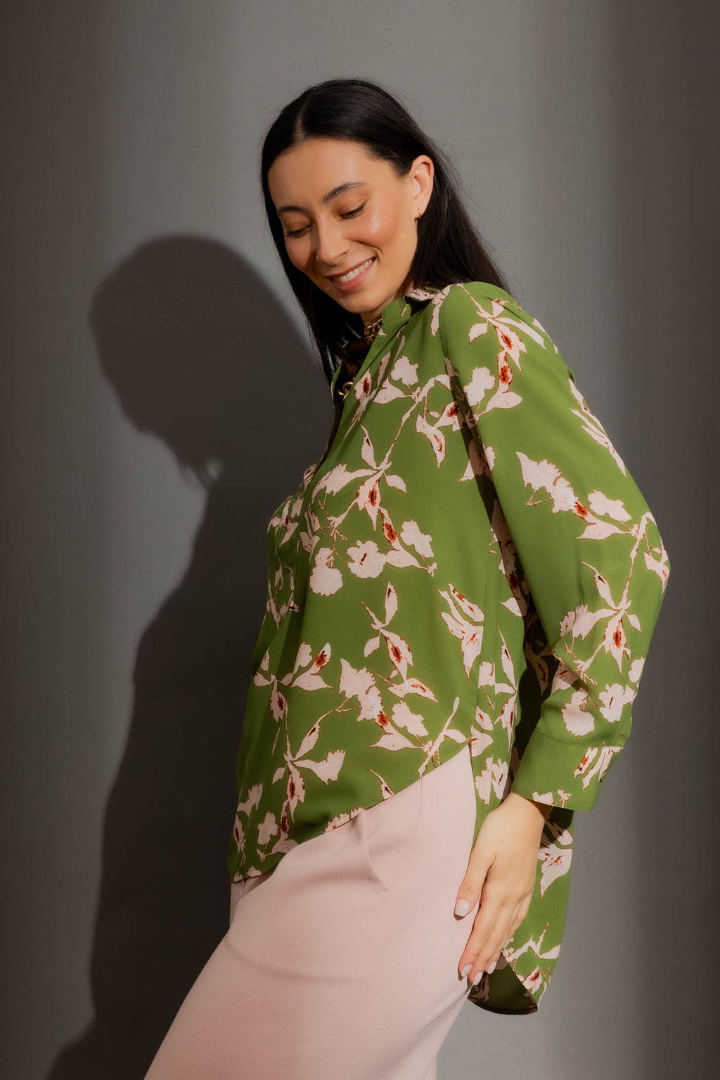 Green Floral Brit Shirt Green Floral