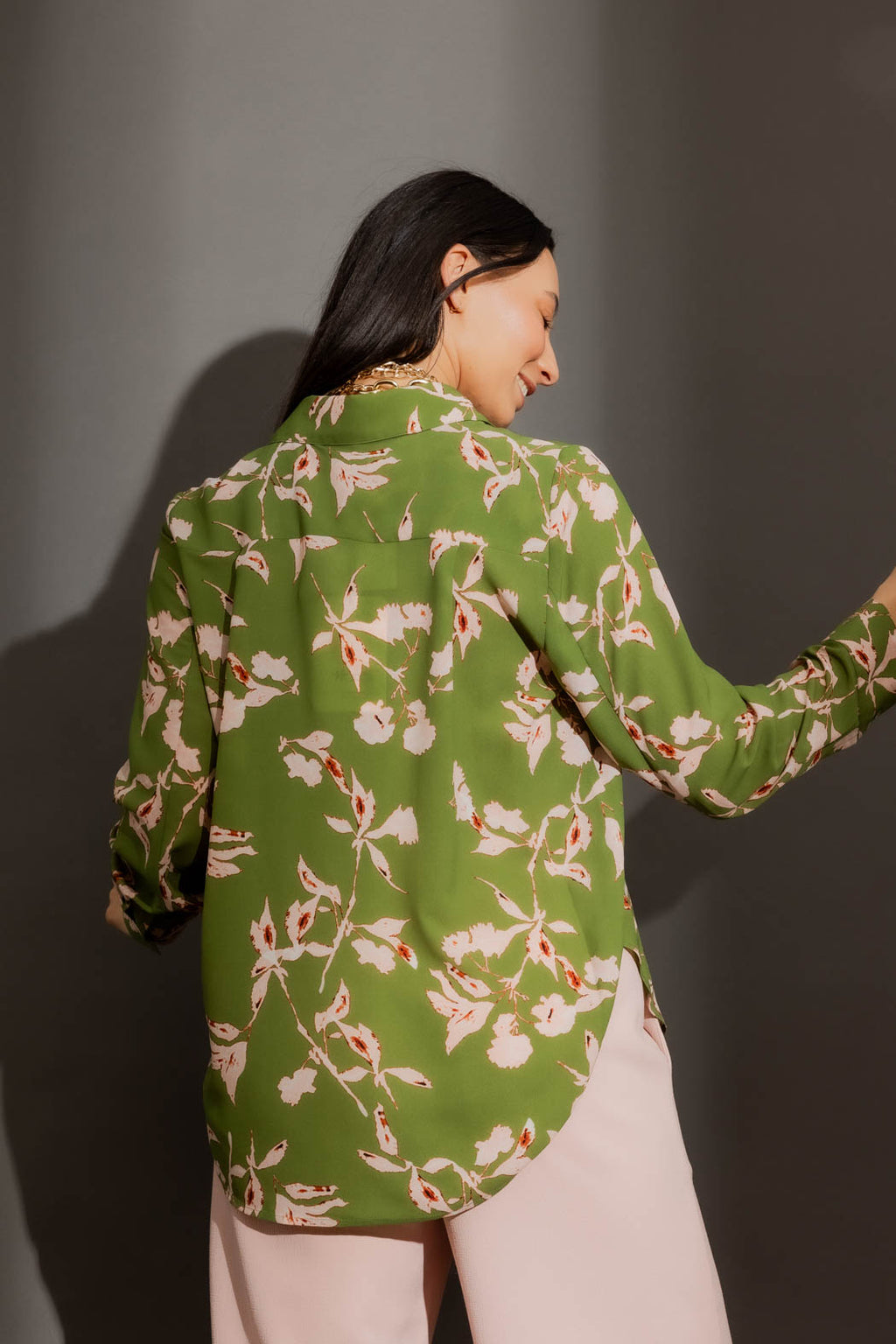 Green Floral Brit Shirt Green Floral