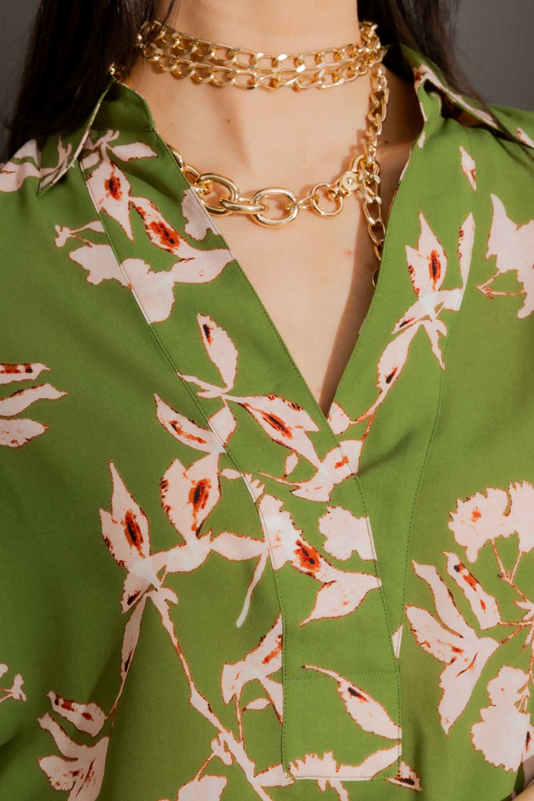 Green Floral Brit Shirt Green Floral