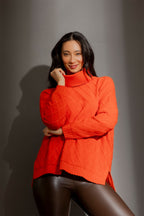 Orange Diamond Cowl Neck Jumper Orange S/M