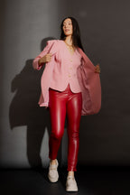 Pink Sandwashed Linen Tailored Vest