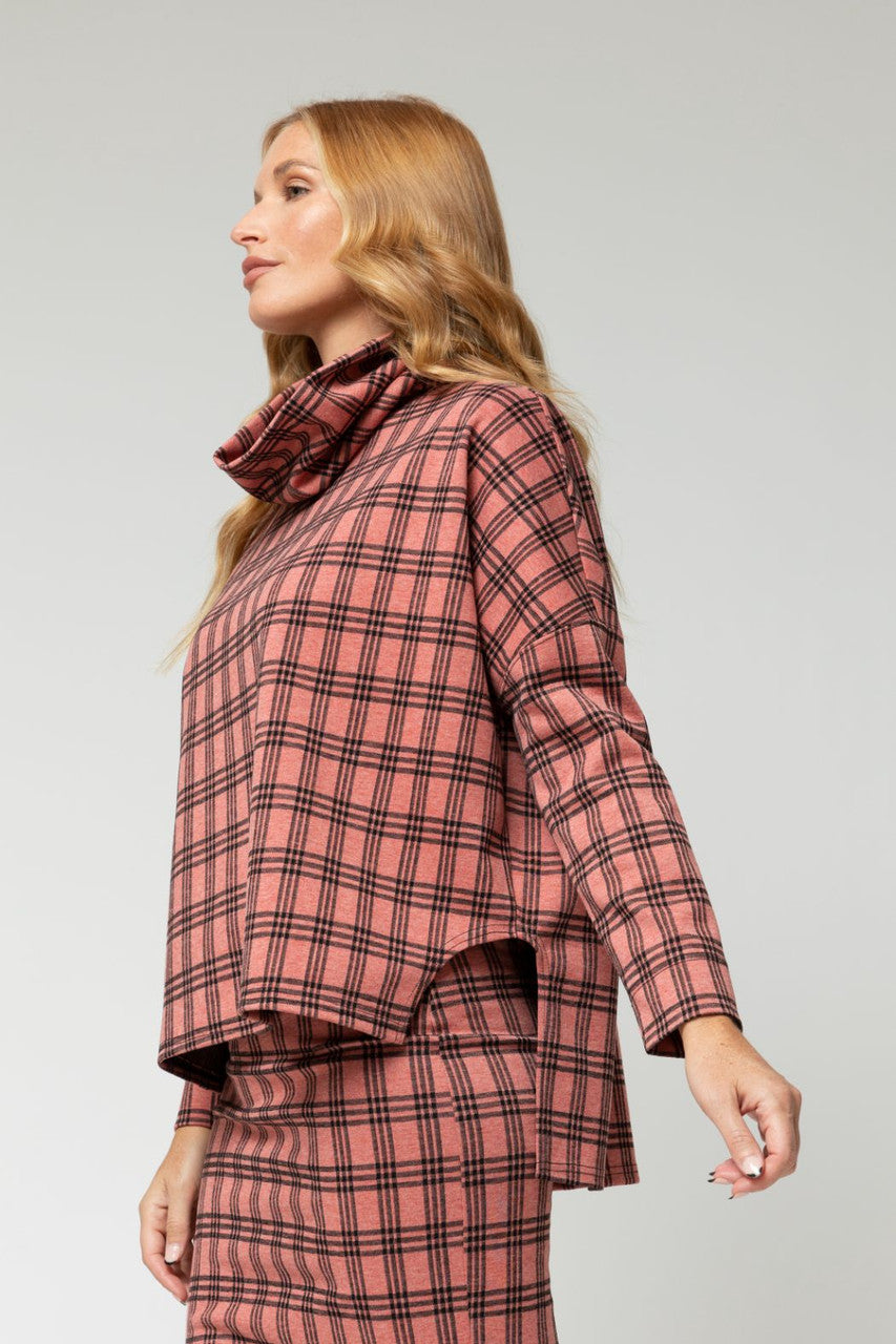 Pink Check Gigi Roll Neck Top - Sale
