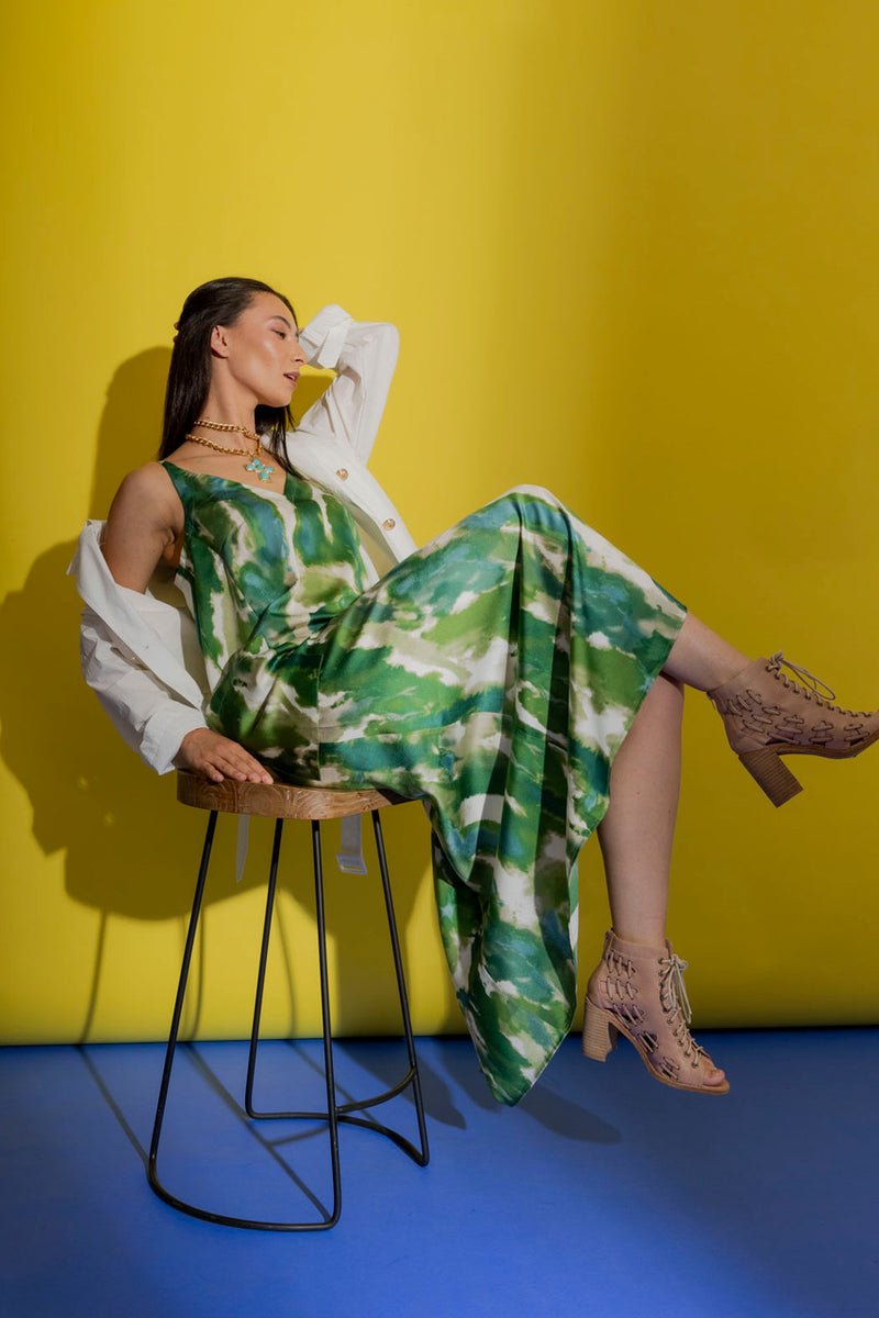 Green Strappy Pocket Dress