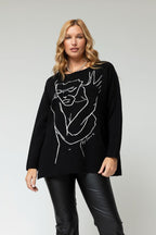Black Jacquard Bodycon Jumper