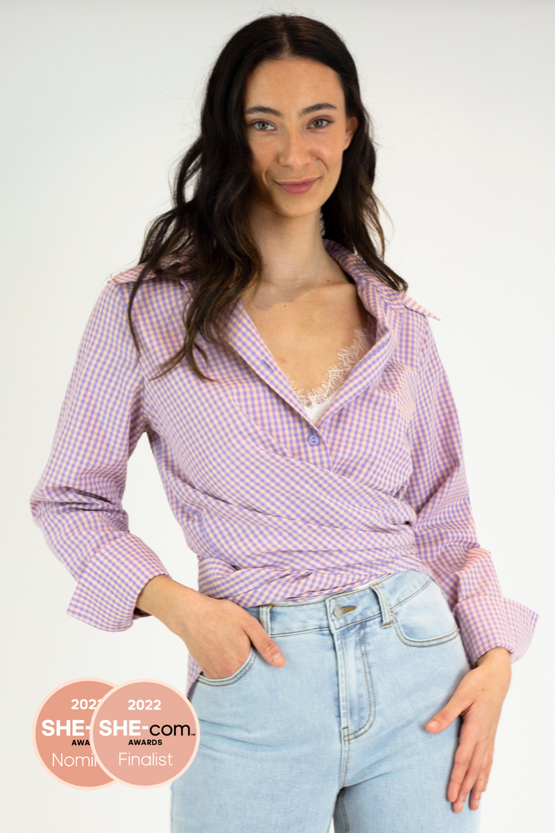 Lilac Gingham Zhoush Shirt - Final Sale