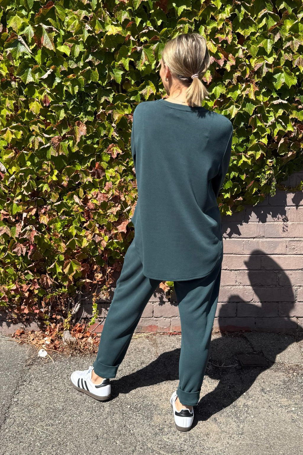 Teal Lux Knit Crew Neck Top