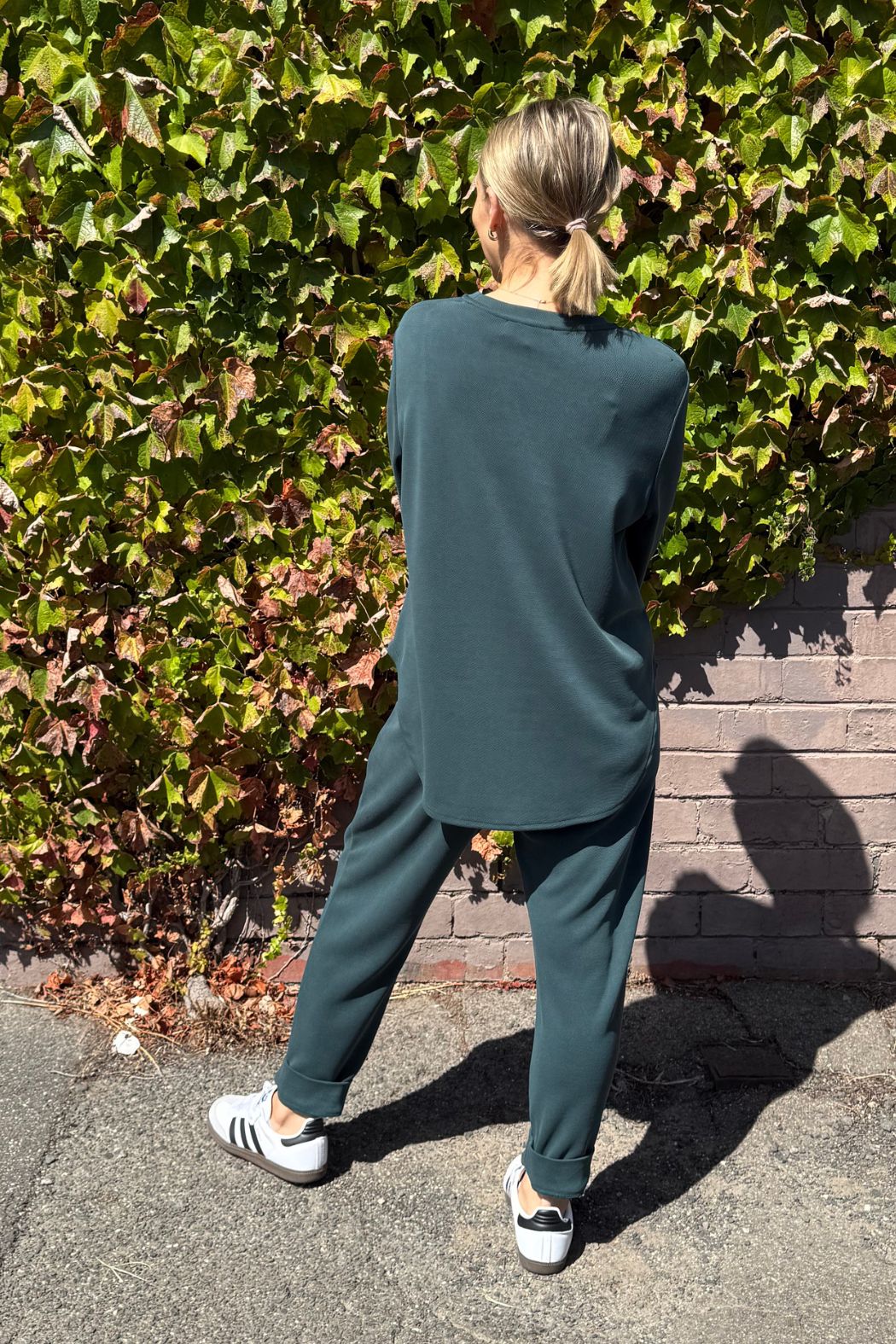Teal Lux Knit Crew Neck Top