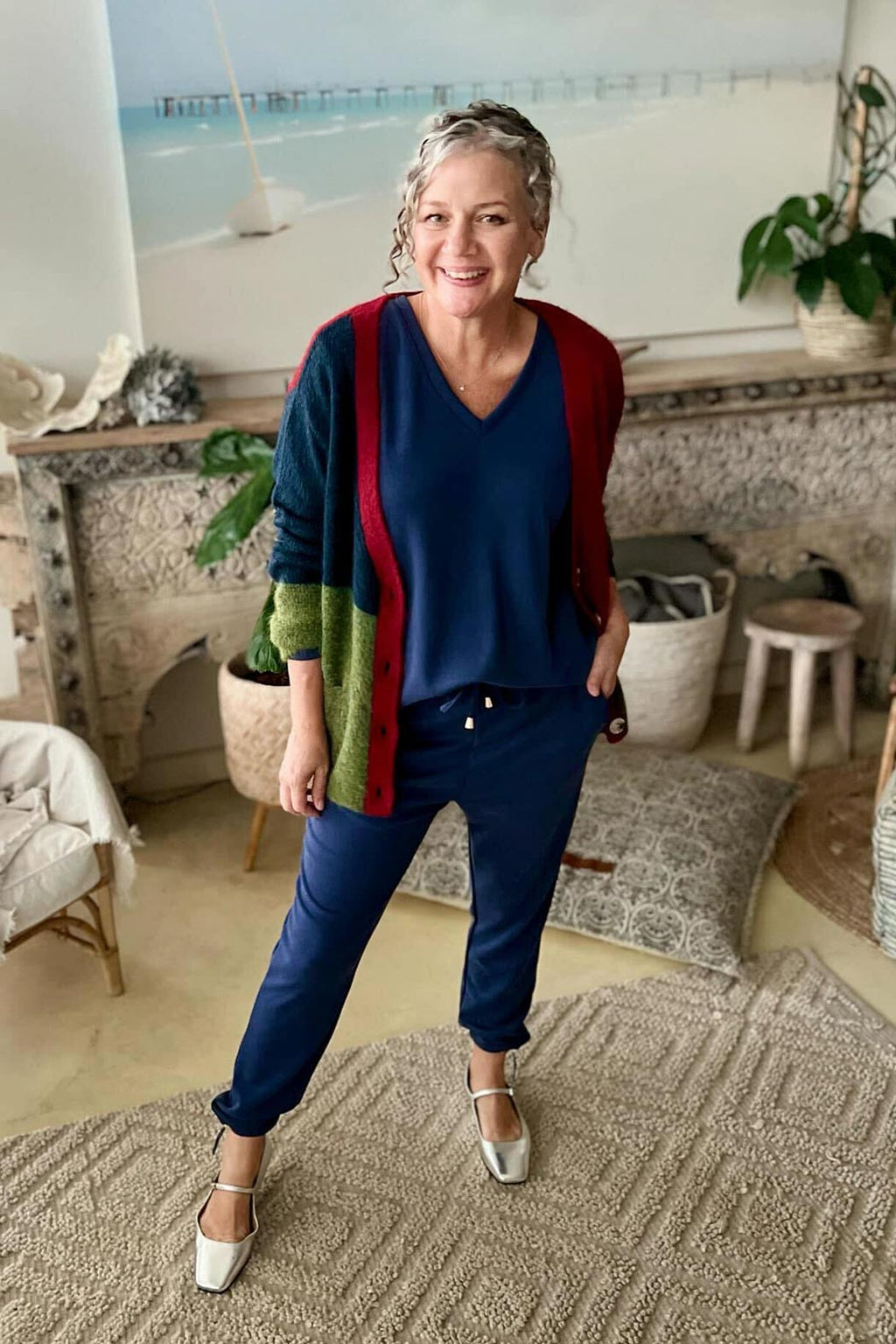 Navy Lux Knit Toggle Lounge Pants