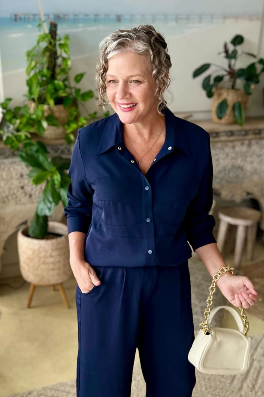 Navy Bustier Shirt