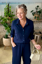 Navy Bustier Shirt