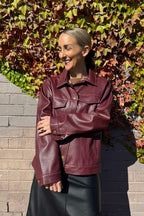 Burgundy Faux Leather Vintage Jacket