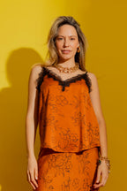 Tan/Black Lace Cami