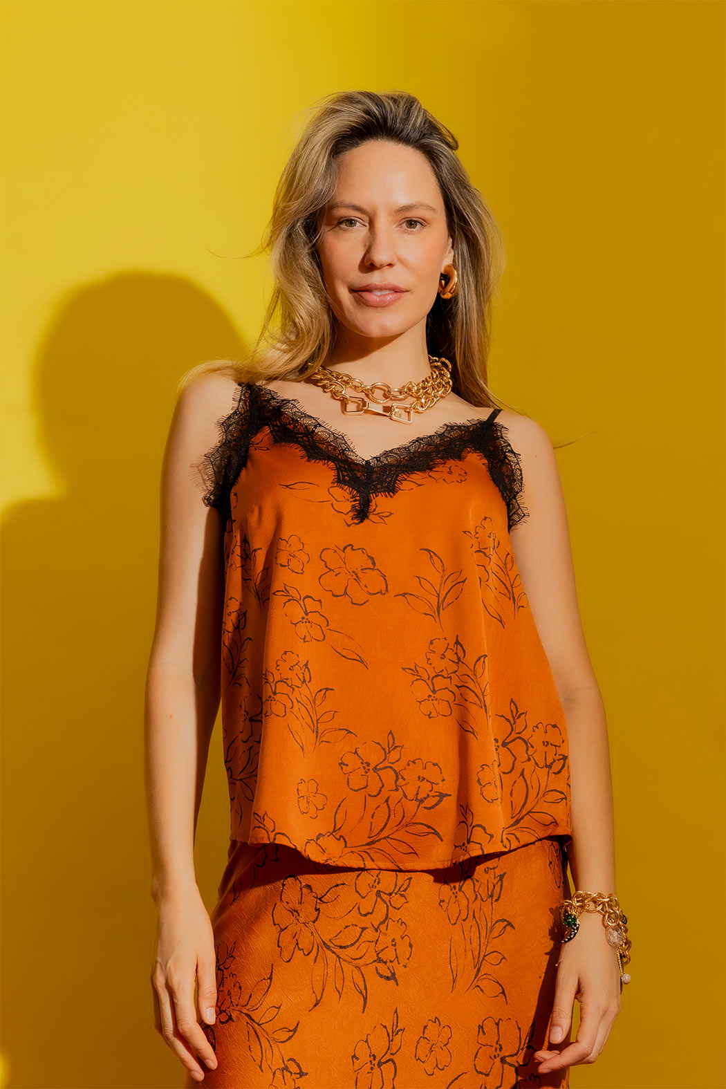 Tan/Black Lace Cami