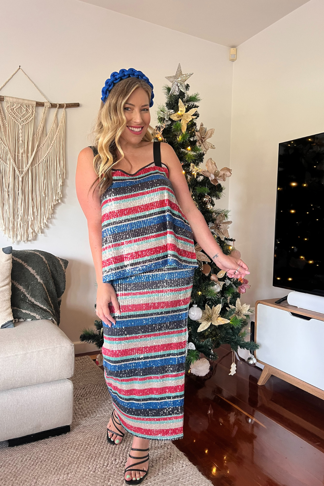 Stripe Sequin Skirt