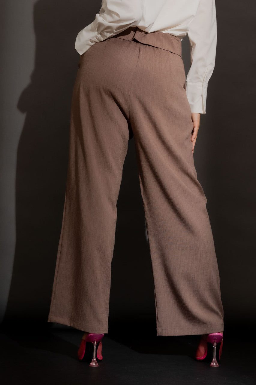 Mocha Textured Paperbag Pant