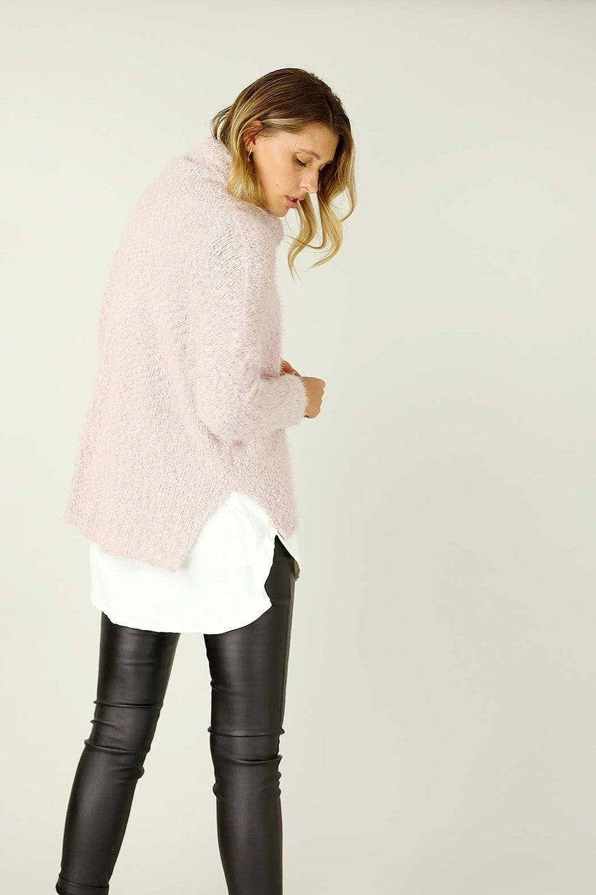 Pink Fluffy Turtle Neck Jumper - SALE