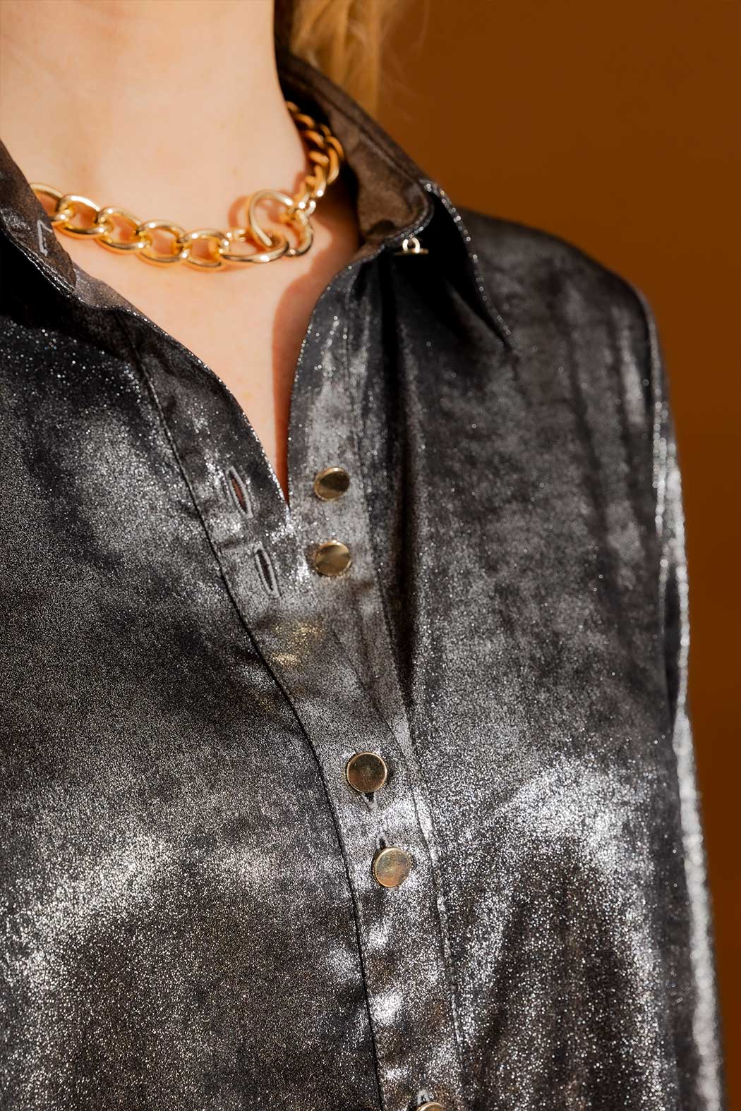 Silver Liquid Lame Shirt