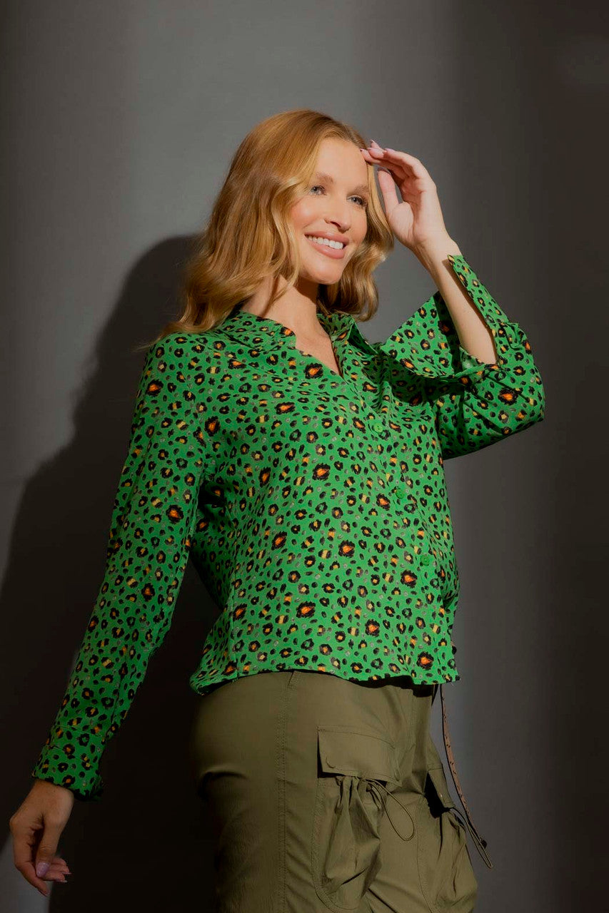 Green Animal Midi Asana Shirt Green Animal