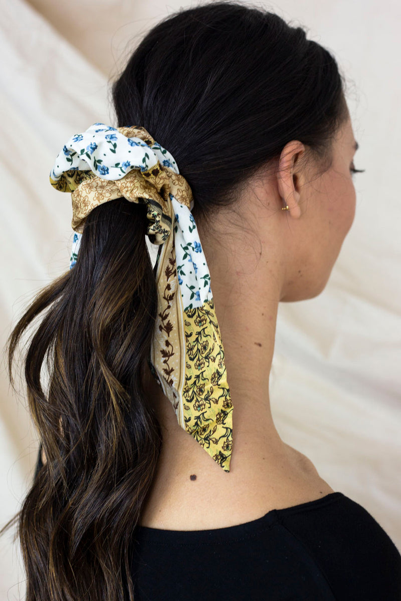 Yellow Patchwork Scrunchie