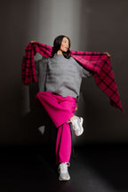 Grey Mock Neck Drop Shoulder Grey S