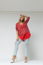 Red Speckle Fluffy Pocket Cardi