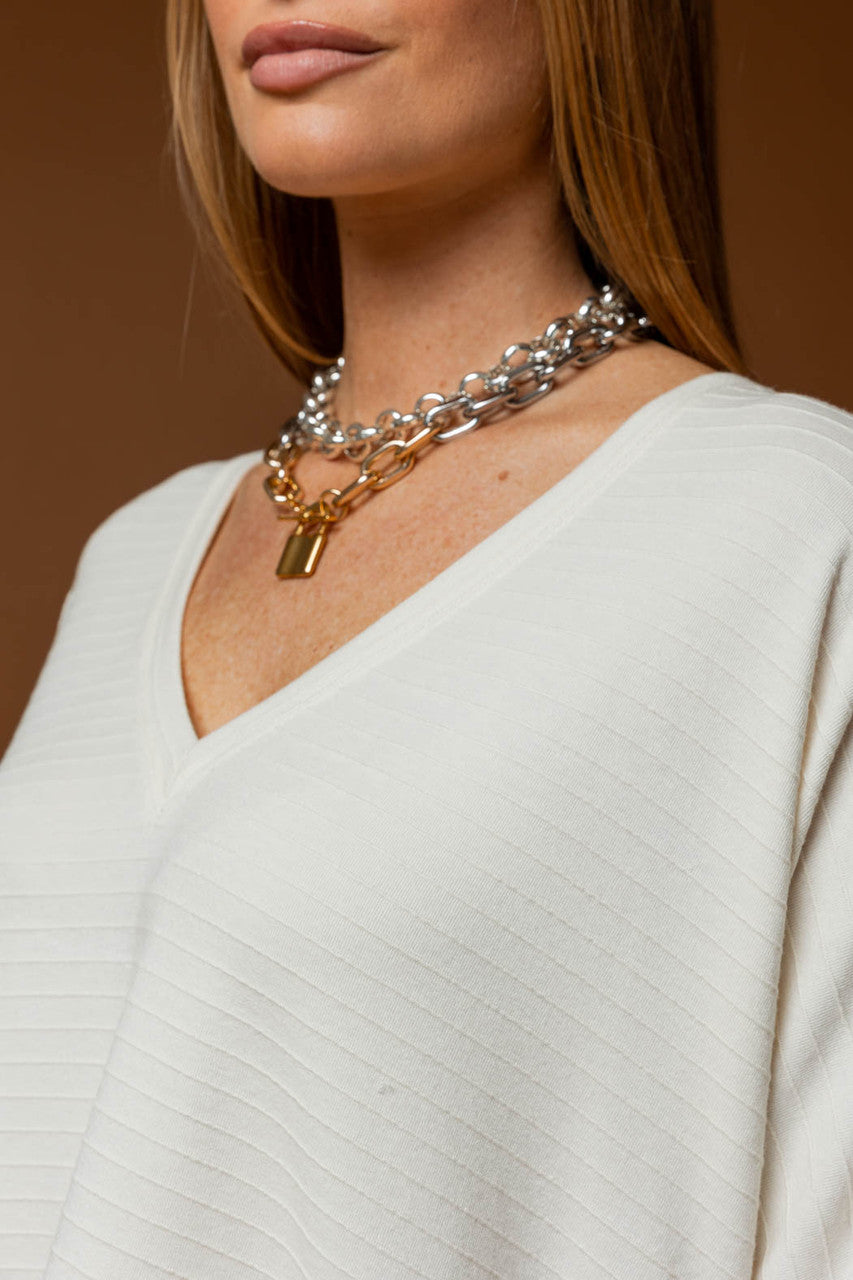 Ivory Ava V Neck Jumper