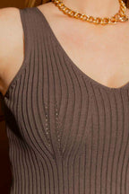 Cocoa Rib V Neck Cami Cocoa S