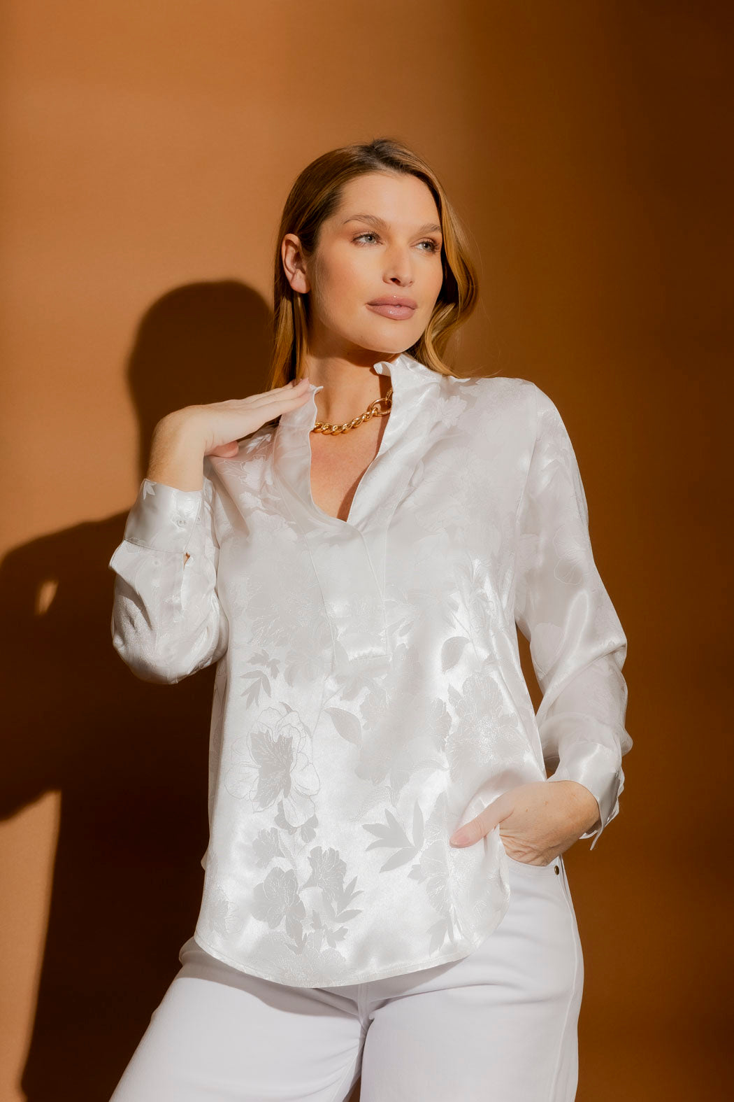 White Jacquard Milan Blogger Shirt