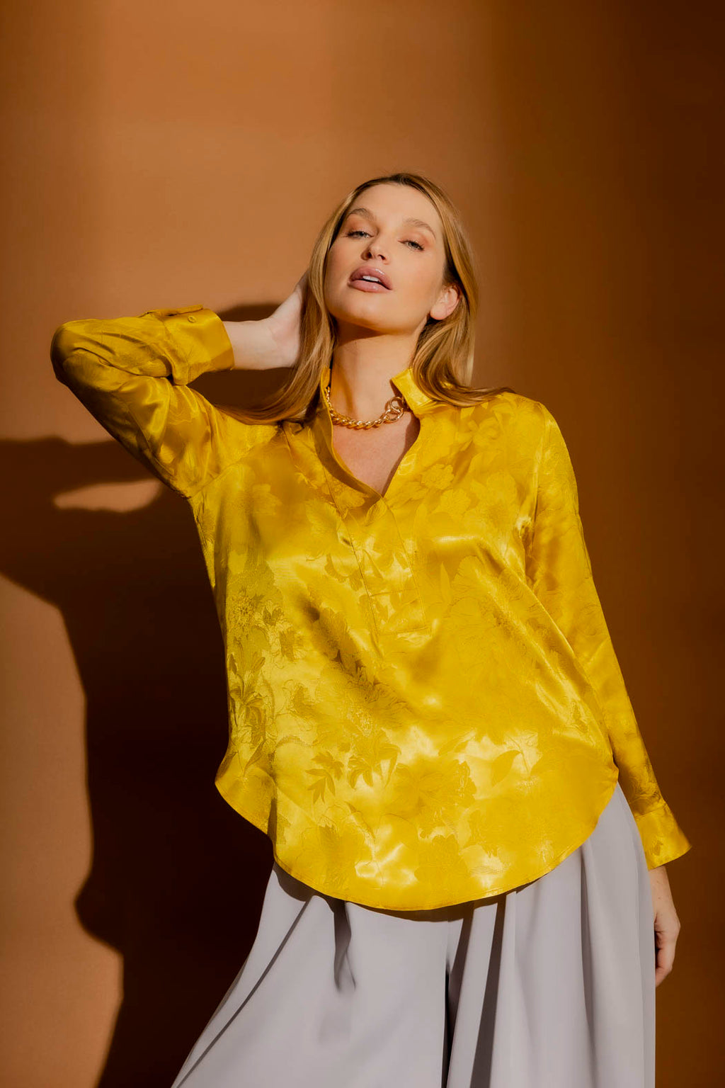 Marigold Jacquard Milan Blogger Shirt
