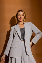 Light Grey Double Breasted Blazer Smoke