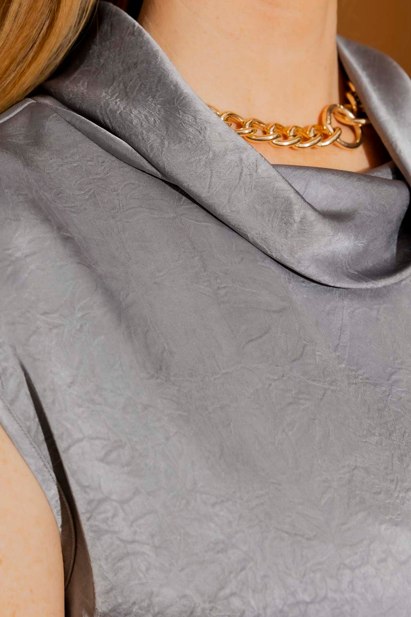 Grey Cowl Neck Top