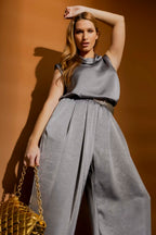 Grey Cowl Neck Top