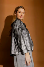 Silver Liquid Lame Shacket
