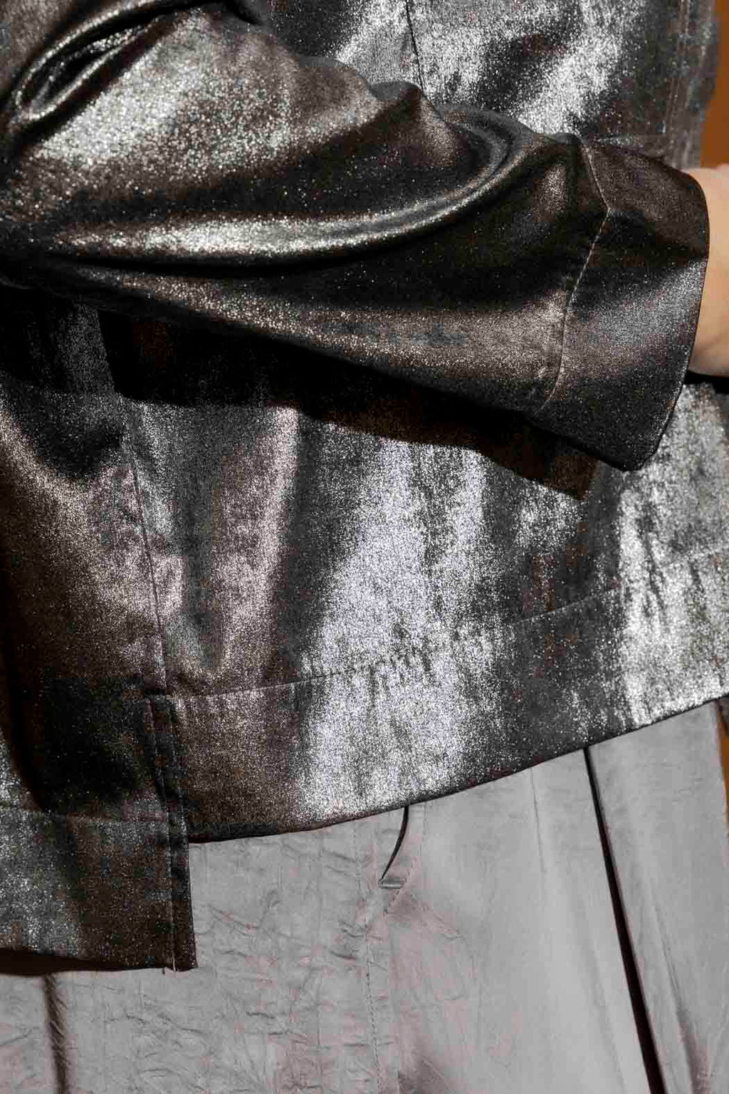 Silver Liquid Lame Shacket