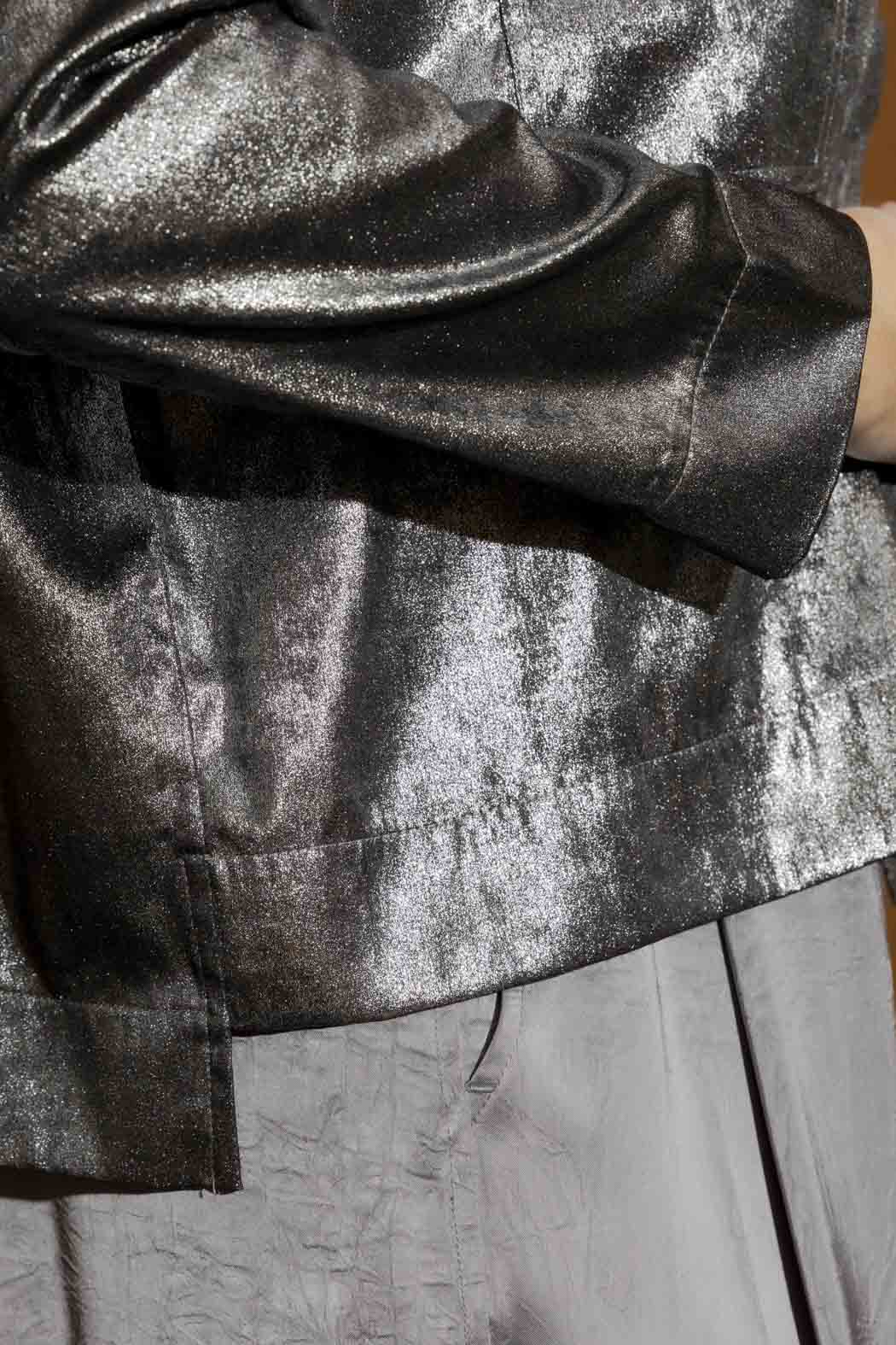 Silver Liquid Lame Shacket