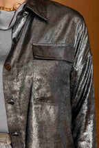 Silver Liquid Lame Shacket