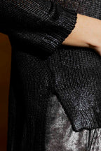 Black Foil Knit Top Black S