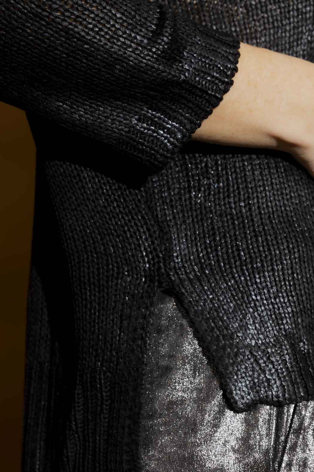 Black Foil Knit Top Black S