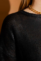 Black Foil Knit Top Black S