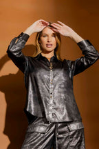 Silver Liquid Lame Shirt