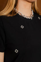 Black Diamante Charm Tee