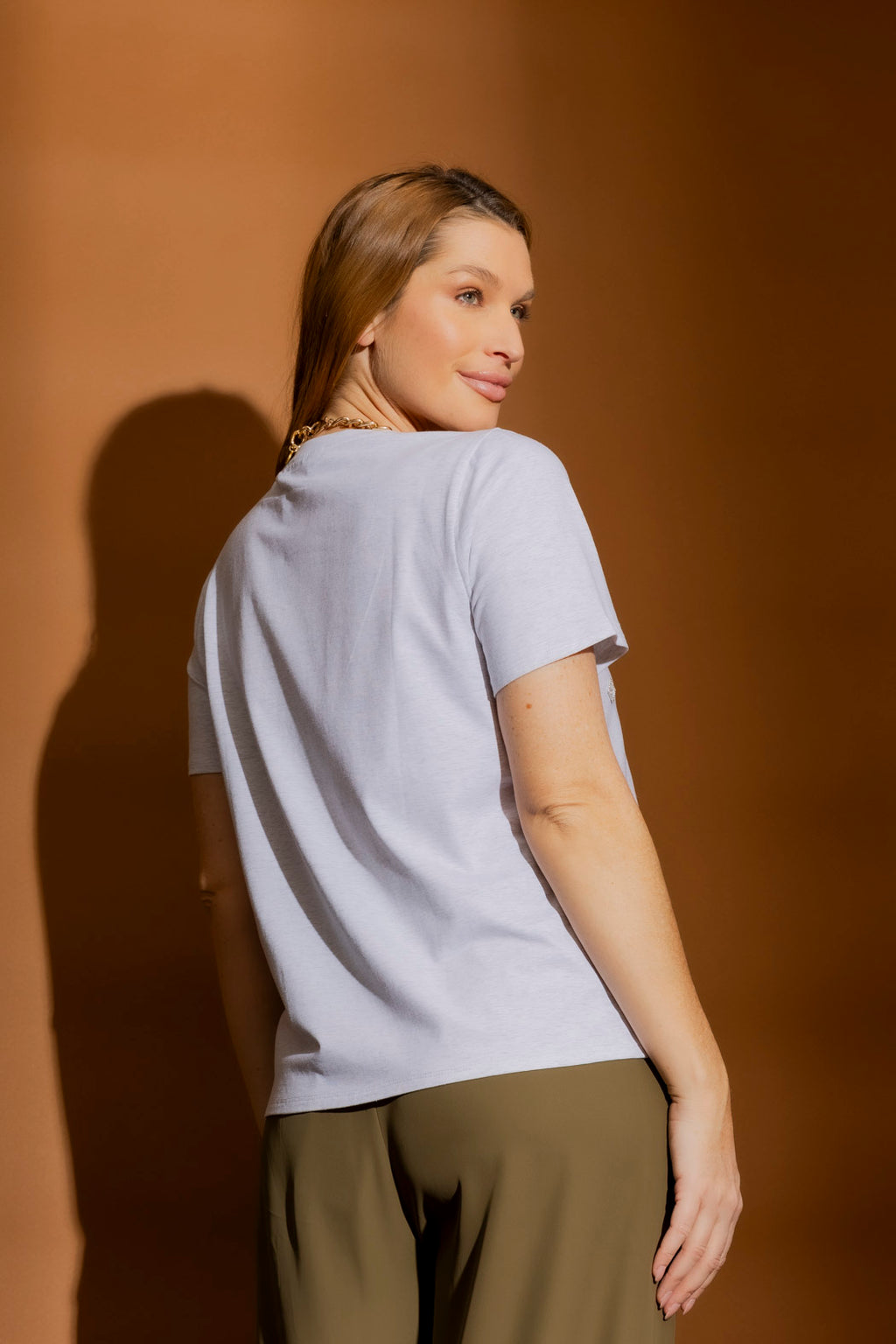 Grey Marle Diamante Charm Tee Grey Marle