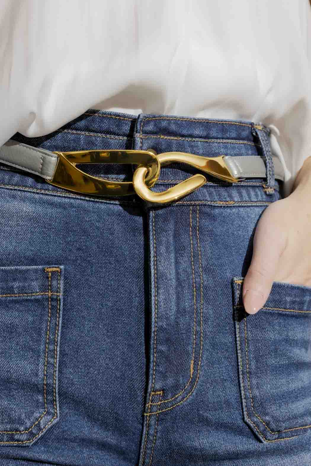 Silver Gold Hook Belt Silver O/S