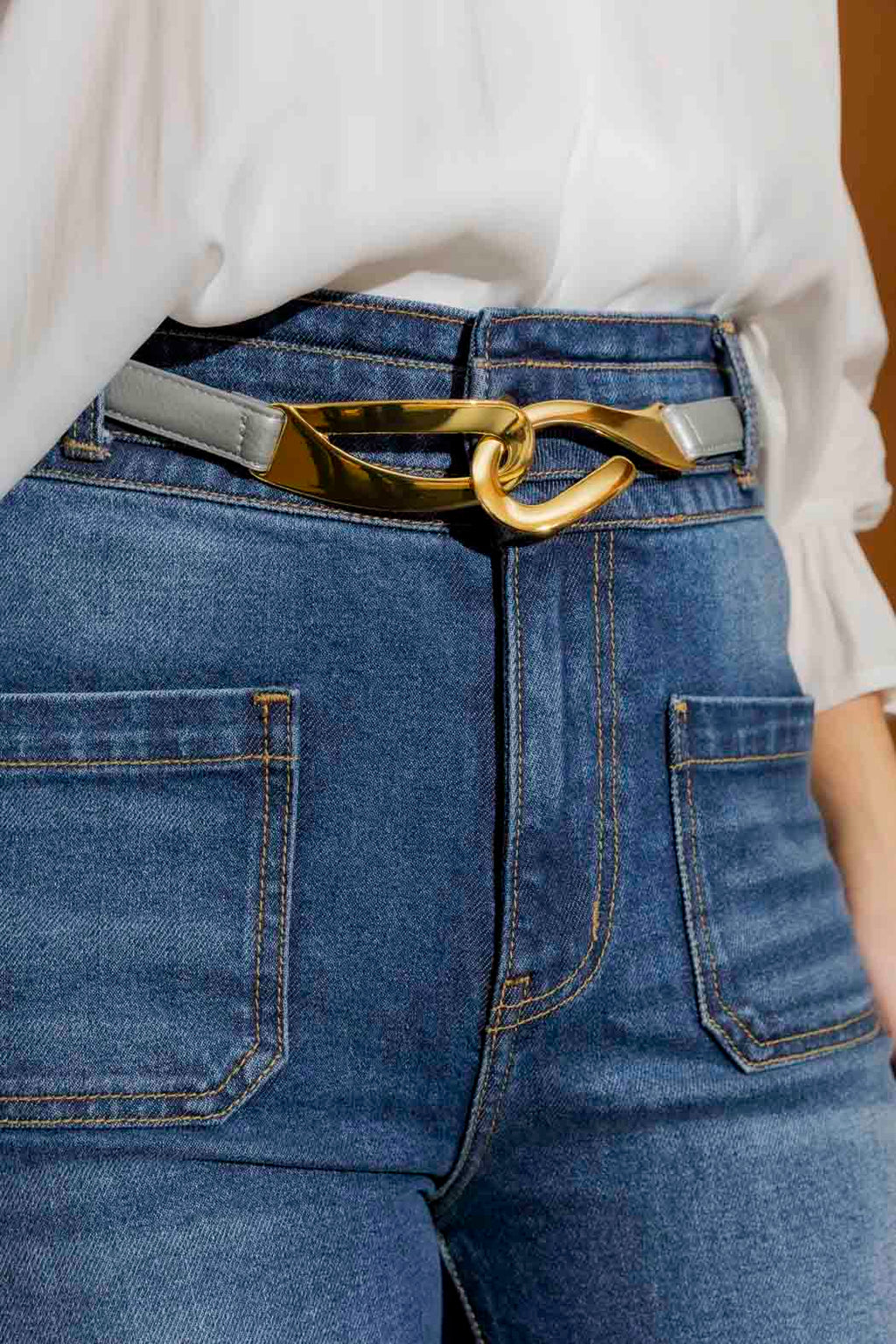 Silver Gold Hook Belt Silver O/S